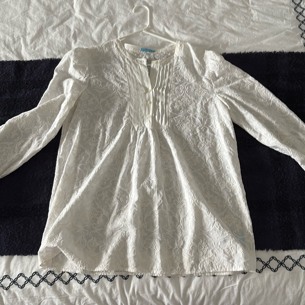 J.McLaughlin White Embroidered Blouse - Size L